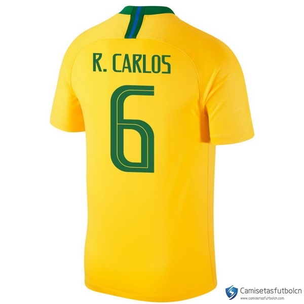 Camiseta Seleccion Brasil Primera equipo R.Carlos 2018 Amarillo